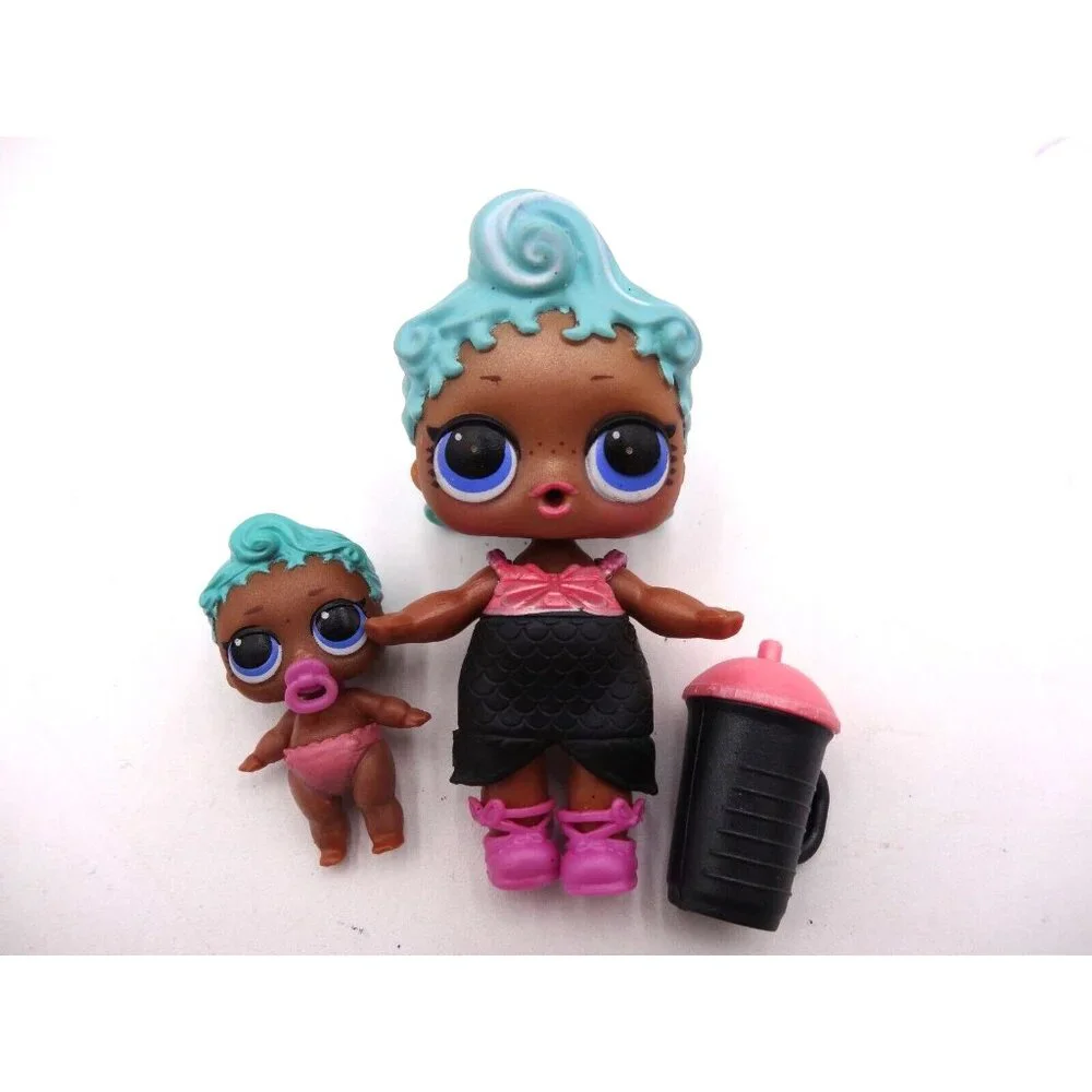 Lol Surprise Precious Dressed &‎ lil Sister Pearl Mermaid Aqua Blue Hair W Cup